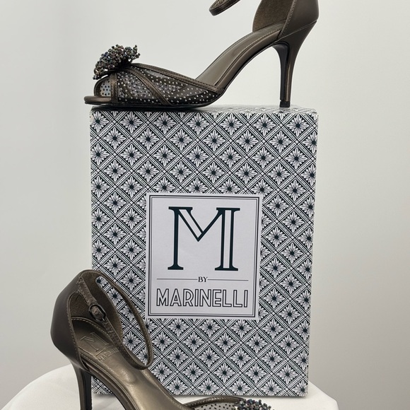 M By Marinelli Exposed Pewter Peep Women's Heels - Picture 9 of 10